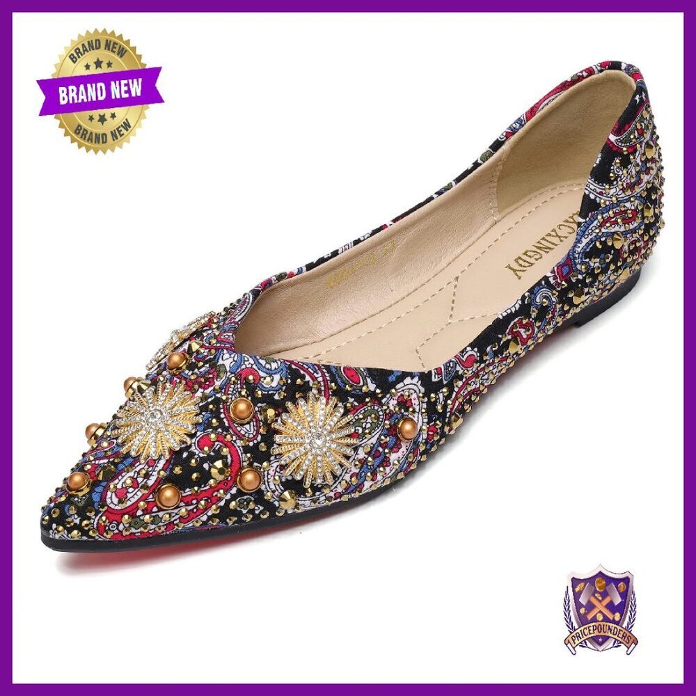 Pointed Toe Satin Flats Slip-On Dress Shoes Comfortable Work Wedding